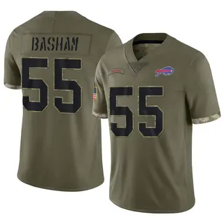 Buffalo Bills Youth Boogie Basham Limited 2022 Salute To Service Jersey - Olive