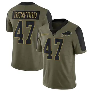 Buffalo Bills Youth Christian Benford Limited 2021 Salute To Service Jersey - Olive