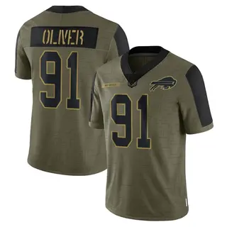 Buffalo Bills Youth Ed Oliver Limited 2021 Salute To Service Jersey - Olive
