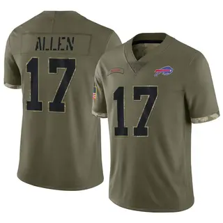 Buffalo Bills Youth Josh Allen Limited 2022 Salute To Service Jersey - Olive
