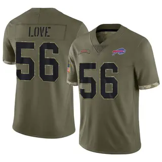 Buffalo Bills Youth Mike Love Limited 2022 Salute To Service Jersey - Olive