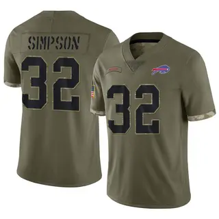 Buffalo Bills Youth O. J. Simpson Limited 2022 Salute To Service Jersey - Olive